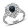 Thumbnail Image 1 of Pear-Shaped Natural Blue Sapphire & Diamond Halo Engagement Ring 1/2 ct tw 14K White Gold