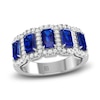 Thumbnail Image 1 of Natural Rectangle-Cut Blue Sapphire & Diamond Ring 1/3 ct tw 14K White Gold