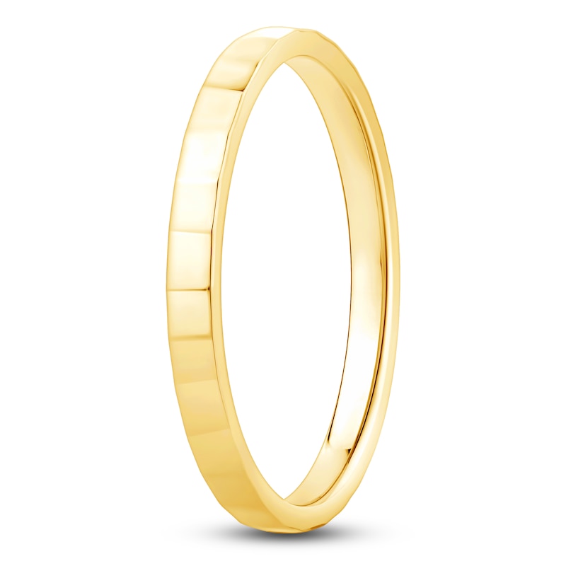 Main Image 2 of High-Polish Faceted Wedding Band 14K Yellow Gold 1.9mm