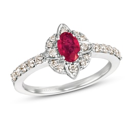 Le Vian Oval-Cut Natural Ruby Ring 1/3 ct tw Diamonds 14K Vanilla Gold