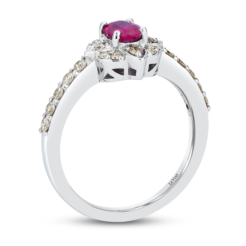 Le Vian Oval-Cut Natural Ruby Ring 1/3 ct tw Diamonds 14K Vanilla Gold