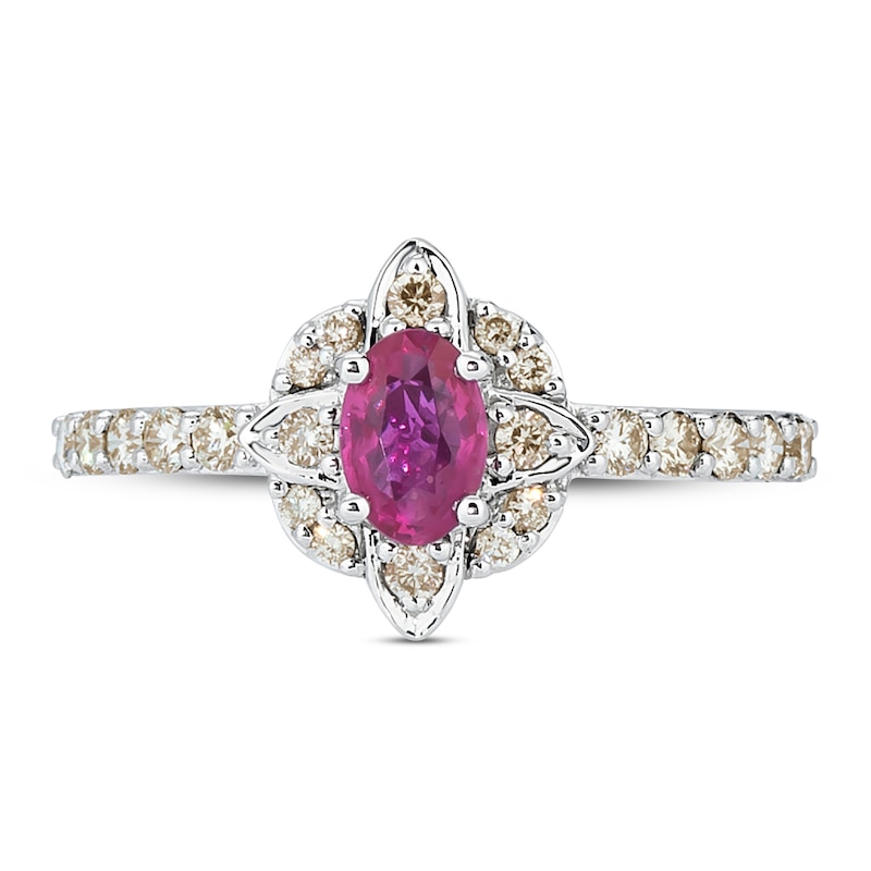 Le Vian Oval-Cut Natural Ruby Ring 1/3 ct tw Diamonds 14K Vanilla Gold