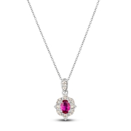 Le Vian Oval-Cut Natural Ruby Necklace 1/6 ct tw Diamonds 14K Vanilla Gold