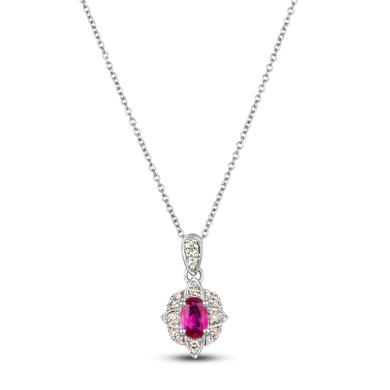 Le Vian Oval-Cut Natural Ruby Necklace 1/6 ct tw Diamonds 14K Vanilla Gold