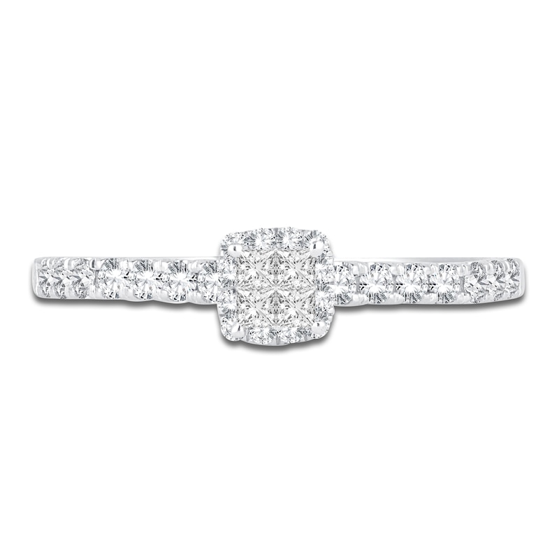 Main Image 3 of Princess & Round-Cut Diamond Engagement Ring 3/8 ct tw 14K White Gold