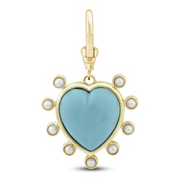 Charm'd by Lulu Frost Natural Turquoise and Freshwater Cultured Pearl Love Infinity Heart Charm 10K Yellow Gold