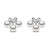 Thumbnail Image 1 of Yoko London Akoya Cultured Pearl & Diamond Chevron Trio Earrings 1/20 ct tw 18K White Gold