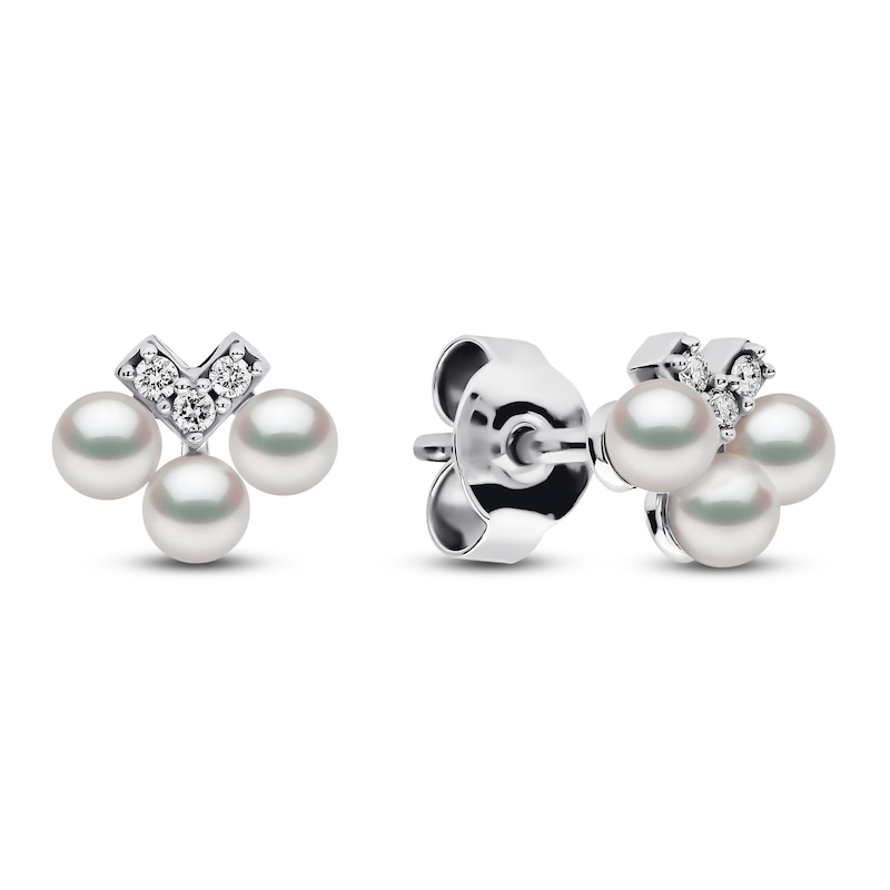 Main Image 2 of Yoko London Akoya Cultured Pearl & Diamond Chevron Trio Earrings 1/20 ct tw 18K White Gold