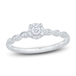 Diamond Halo Promise Ring 1/5 ct tw 10K White Gold