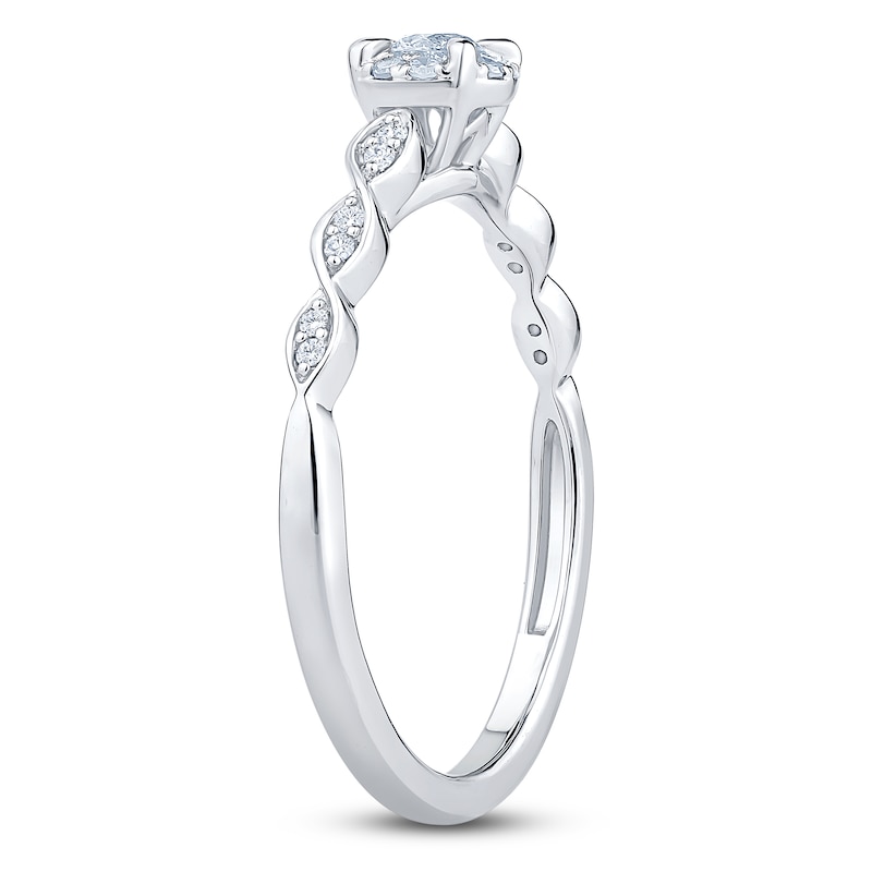 Main Image 2 of Diamond Halo Promise Ring 1/5 ct tw 10K White Gold