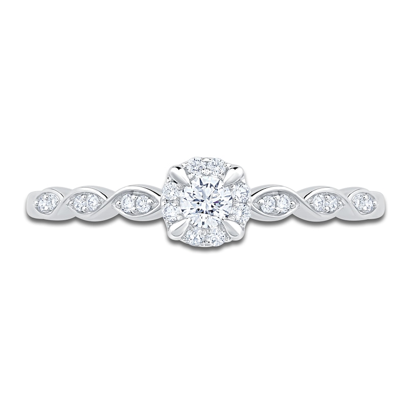 Main Image 3 of Diamond Halo Promise Ring 1/5 ct tw 10K White Gold