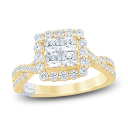 Pnina Tornai Princess-Cut Quad Diamond Engagement Ring 1-3/4 ct tw 14K Yellow Gold
