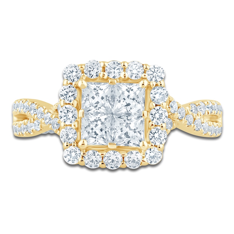 Pnina Tornai Princess-Cut Quad Diamond Engagement Ring 1-3/4 ct tw 14K Yellow Gold