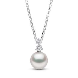 Yoko London Akoya Cultured Pearl & Diamond Necklace 1/15 ct tw 18K White Gold 18&quot;