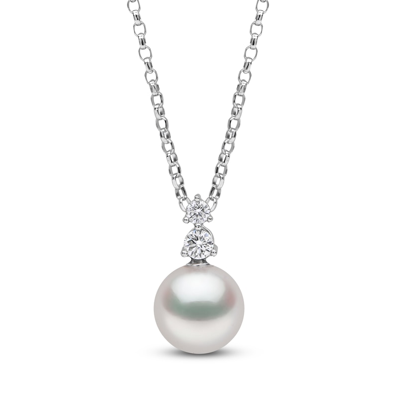 Main Image 1 of Yoko London Akoya Cultured Pearl & Diamond Necklace 1/15 ct tw 18K White Gold 18&quot;