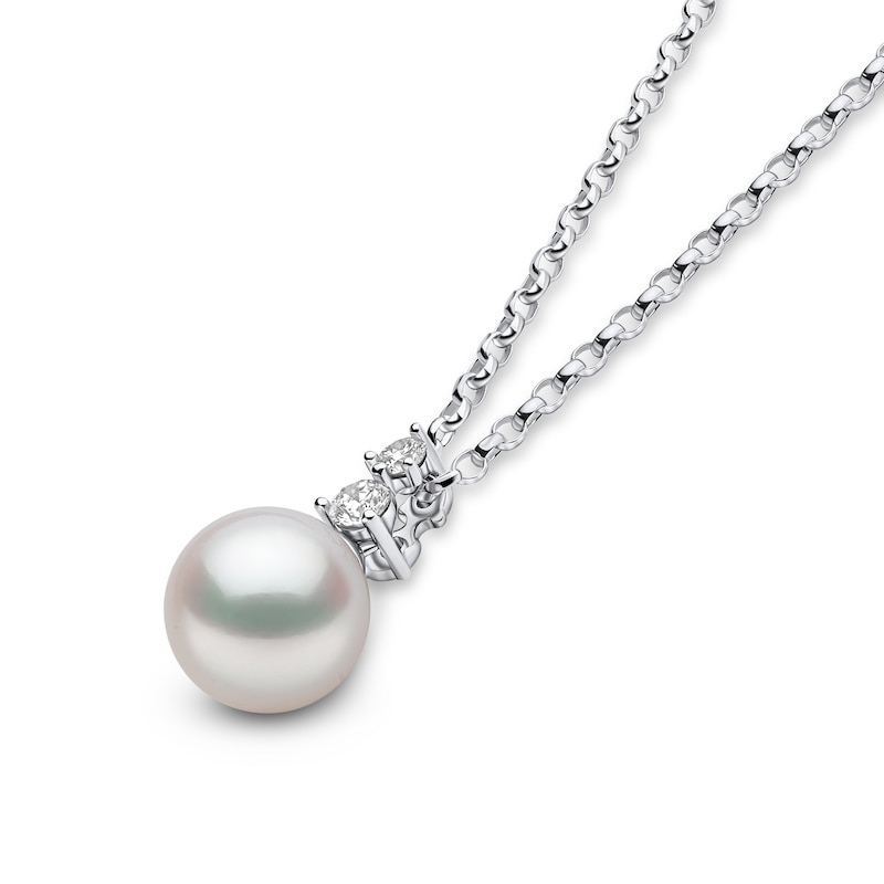 Yoko London Akoya Cultured Pearl & Diamond Necklace 1/15 ct tw 18K White Gold 18"