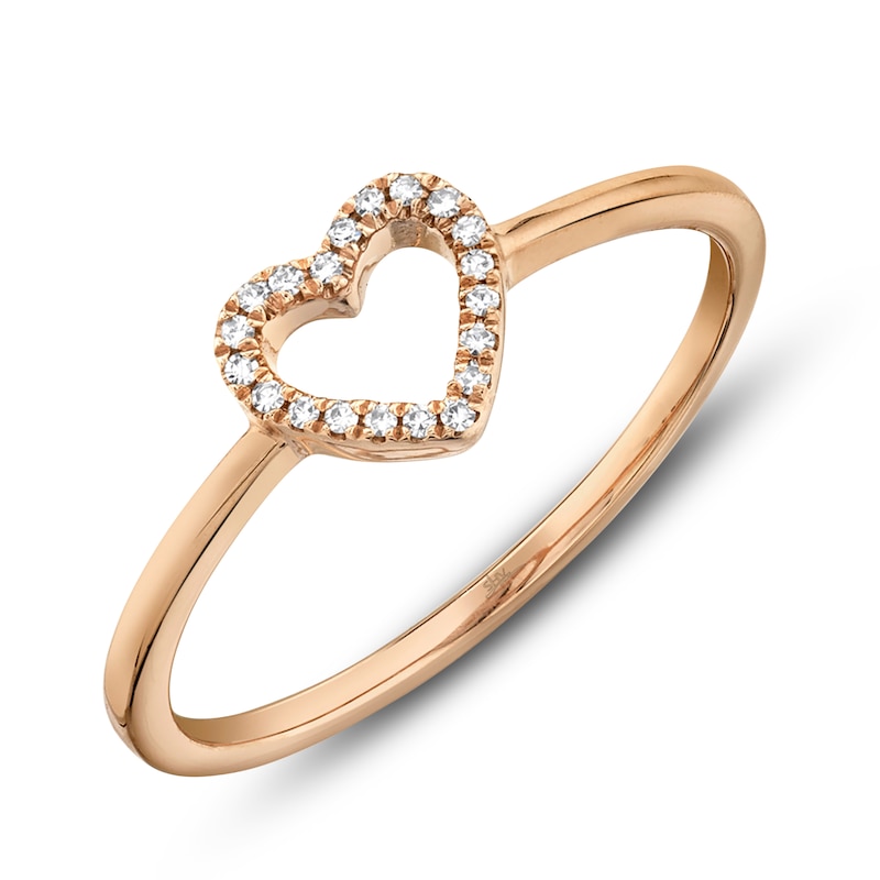 Main Image 2 of Shy Creation Diamond Heart Outline Ring 1/20 ct tw 14K Rose Gold SC22005660