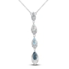 Thumbnail Image 1 of Marquise-Cut Natural Sky, Swiss & London Blue Topaz Drop Necklace 1/6 ct tw Diamonds 10K White Gold 18&quot;