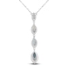 Thumbnail Image 2 of Marquise-Cut Natural Sky, Swiss & London Blue Topaz Drop Necklace 1/6 ct tw Diamonds 10K White Gold 18&quot;