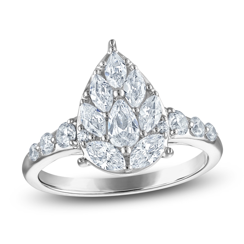 Brilliant Moments Pear, Marquise & Round-Cut Multi-Diamond Engagement Ring 1-1/4 ct tw 14K White Gold