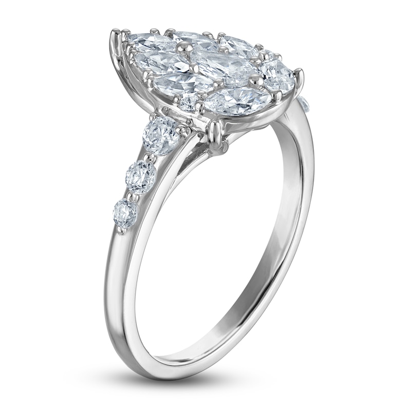 Brilliant Moments Pear, Marquise & Round-Cut Multi-Diamond Engagement Ring 1-1/4 ct tw 14K White Gold