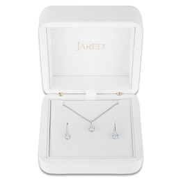 Pear-Shaped Lab-Created Diamond Solitaire Wedding Day Gift Set 3 ct tw 14K White Gold (SI2/F)