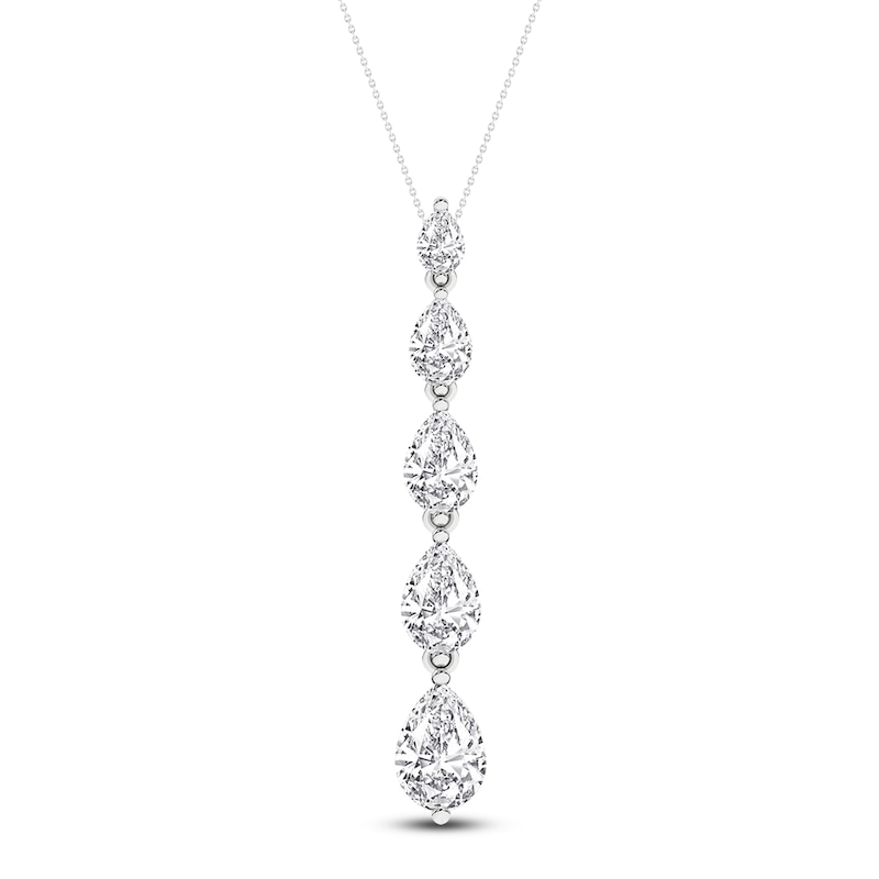 Main Image 1 of Pear-Shaped Lab-Created Diamond Graduated Drop Necklace 2 ct tw 14K White Gold 18&quot;