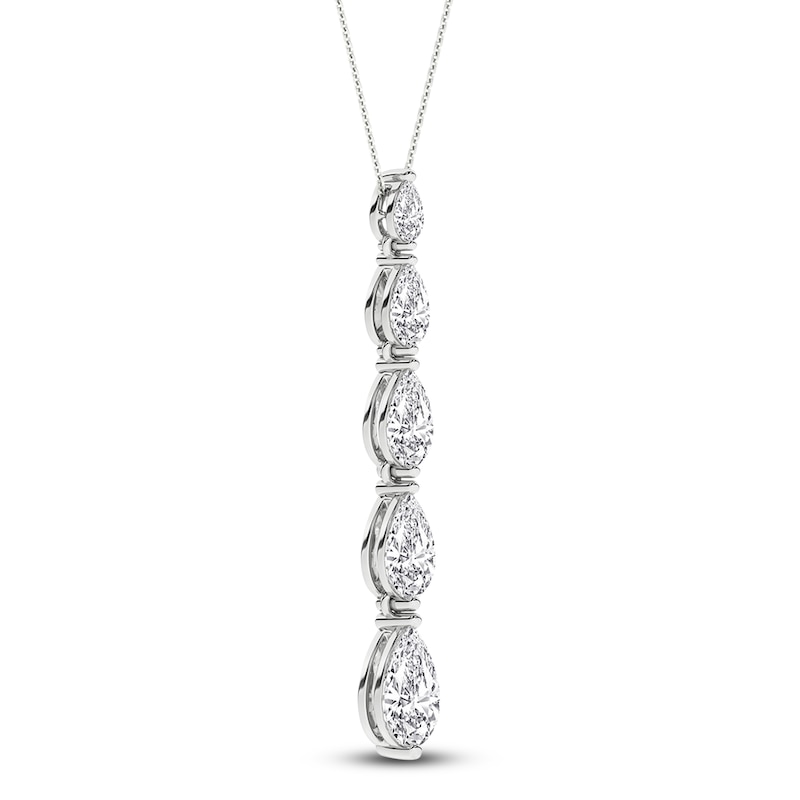 Main Image 2 of Pear-Shaped Lab-Created Diamond Graduated Drop Necklace 2 ct tw 14K White Gold 18&quot;