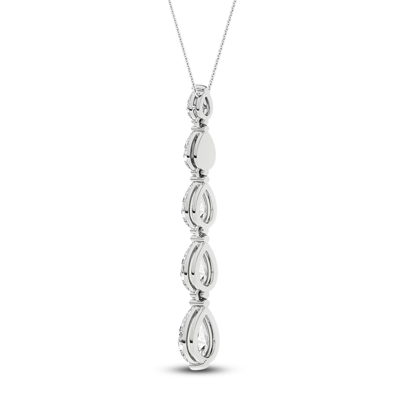 Main Image 3 of Pear-Shaped Lab-Created Diamond Graduated Drop Necklace 2 ct tw 14K White Gold 18&quot;