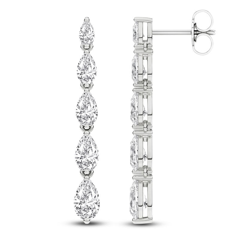 Main Image 1 of Pear-Shaped Lab-Created Diamond Graduated Drop Earrings 2 ct tw 14K White Gold