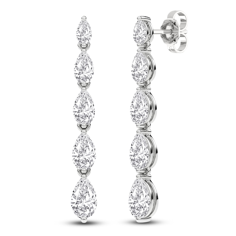 Main Image 2 of Pear-Shaped Lab-Created Diamond Graduated Drop Earrings 2 ct tw 14K White Gold