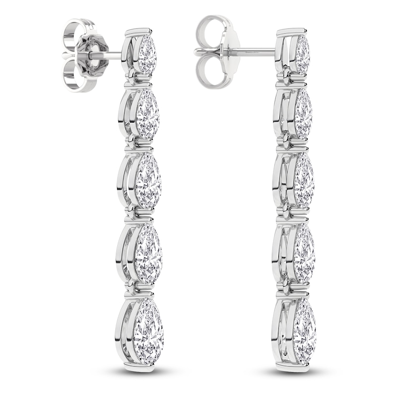 Main Image 3 of Pear-Shaped Lab-Created Diamond Graduated Drop Earrings 2 ct tw 14K White Gold