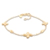 Thumbnail Image 1 of Italia D'Oro Satin-Finish Flower Station Bracelet 14K Yellow Gold 7.75&quot;