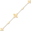 Thumbnail Image 3 of Italia D'Oro Satin-Finish Flower Station Bracelet 14K Yellow Gold 7.75&quot;