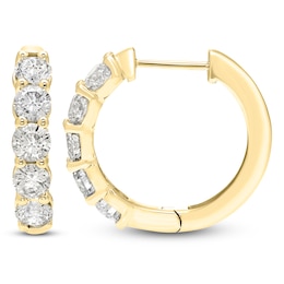 Brilliant Moments Diamond Five-Stone Hoop Earrings 3 ct tw 14K Yellow Gold