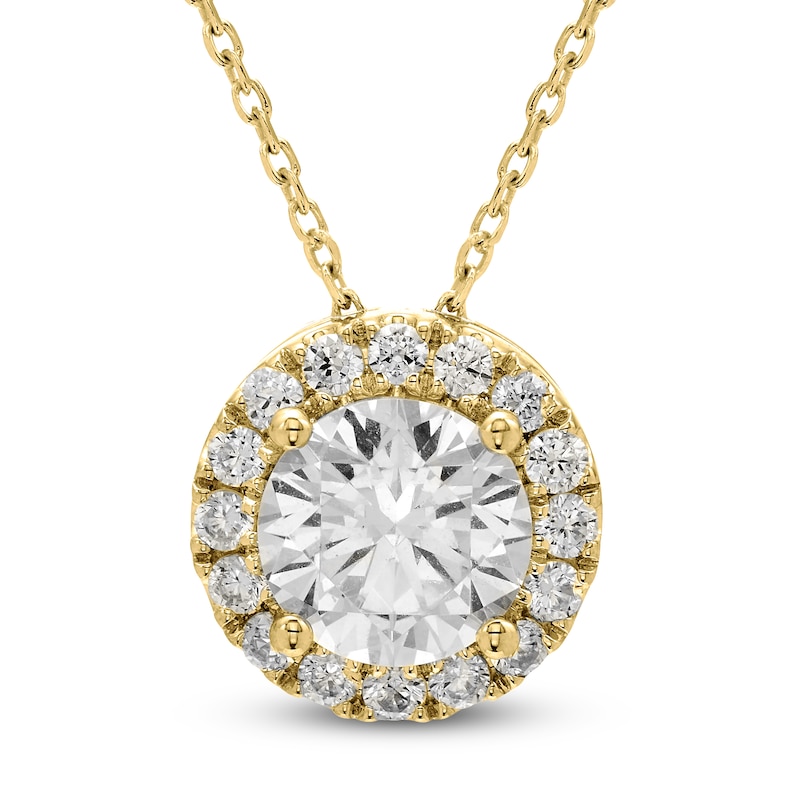 Main Image 1 of Brilliant Moments Diamond Halo Necklace 2 ct tw 14K Yellow Gold 18&quot;