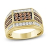 Thumbnail Image 1 of Men's Brown & White Diamond Ring 1 ct tw 10K Yellow Gold