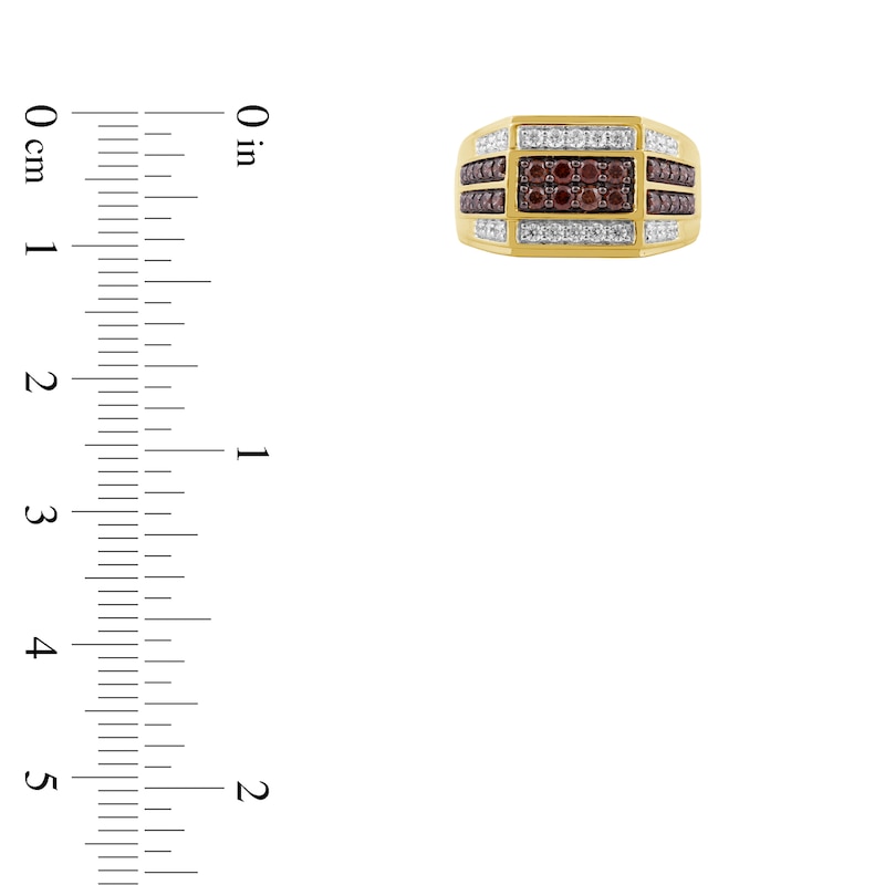 Main Image 3 of Men's Brown & White Diamond Ring 1 ct tw 10K Yellow Gold