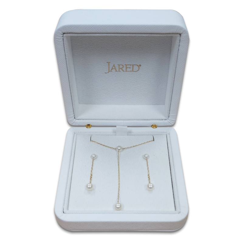 Cultured Pearl Wedding Day Gift Set 10K Yellow Gold