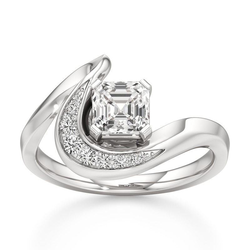 Main Image 1 of J'Lure Square-Emerald Step-Cut Lab-Created Diamond Engagement Ring 1 ct tw 18K White Gold