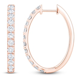 Lab-Created Diamond Oval Hoop Earrings 2 ct tw 14K Rose Gold