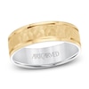 Thumbnail Image 1 of ArtCarved Men's Hammered Wedding Band 14K Two-Tone Gold 6.5mm