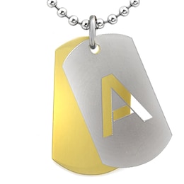 Titanium Dog Tag Initial Necklace (1 Initial and 3 Lines)