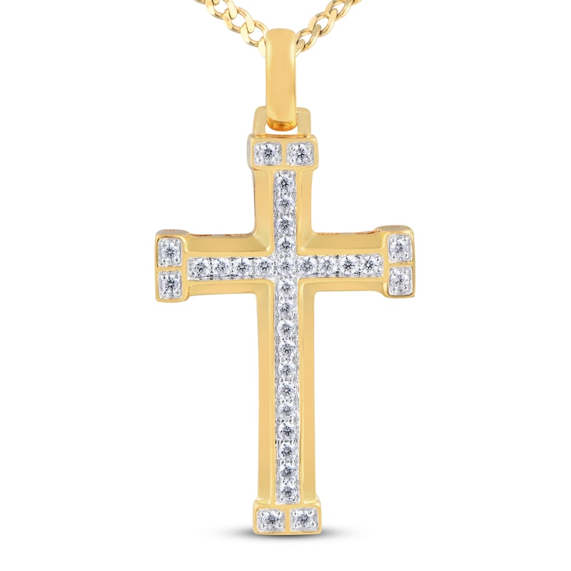 Men's Diamond Cross Necklace 1/3 ct tw 10K Yellow Gold