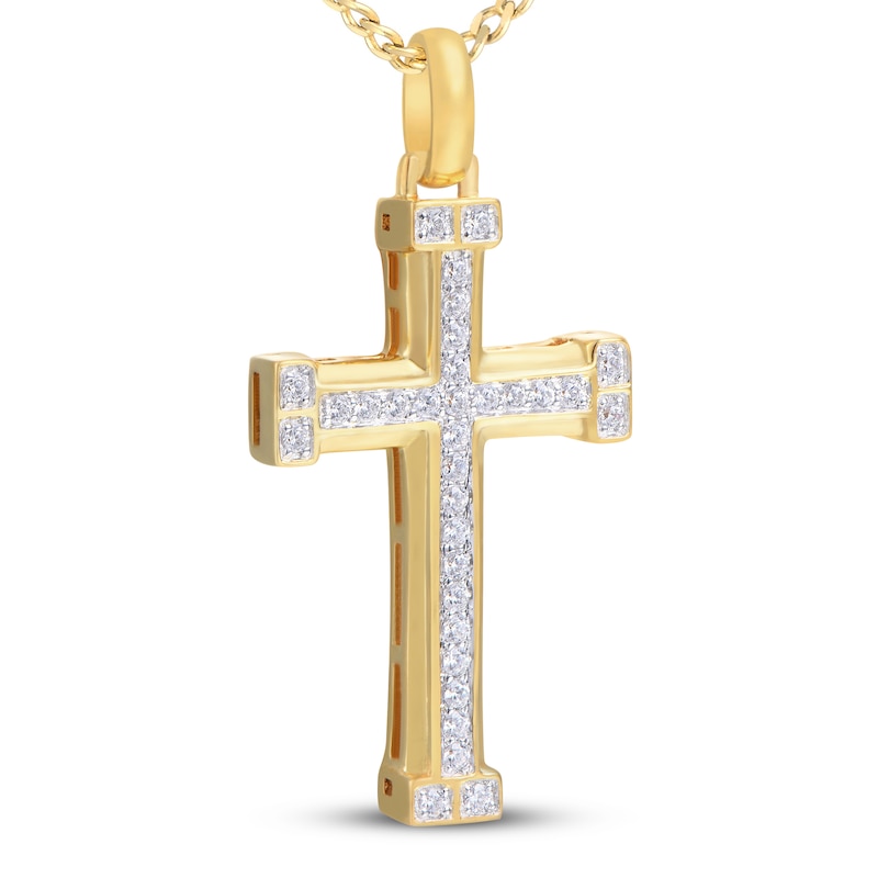 Men's Diamond Cross Necklace 1/3 ct tw 10K Yellow Gold