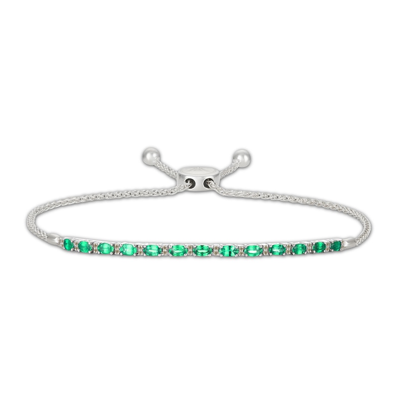 Main Image 1 of Le Vian Natural Emerald Bolo Bracelet 1/5 ct tw Diamonds 14K Vanilla Gold