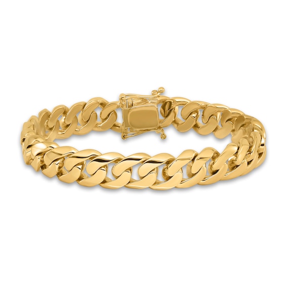 Men's Solid Curb Chain Bracelet 14K Yellow Gold 10.8mm | Jared