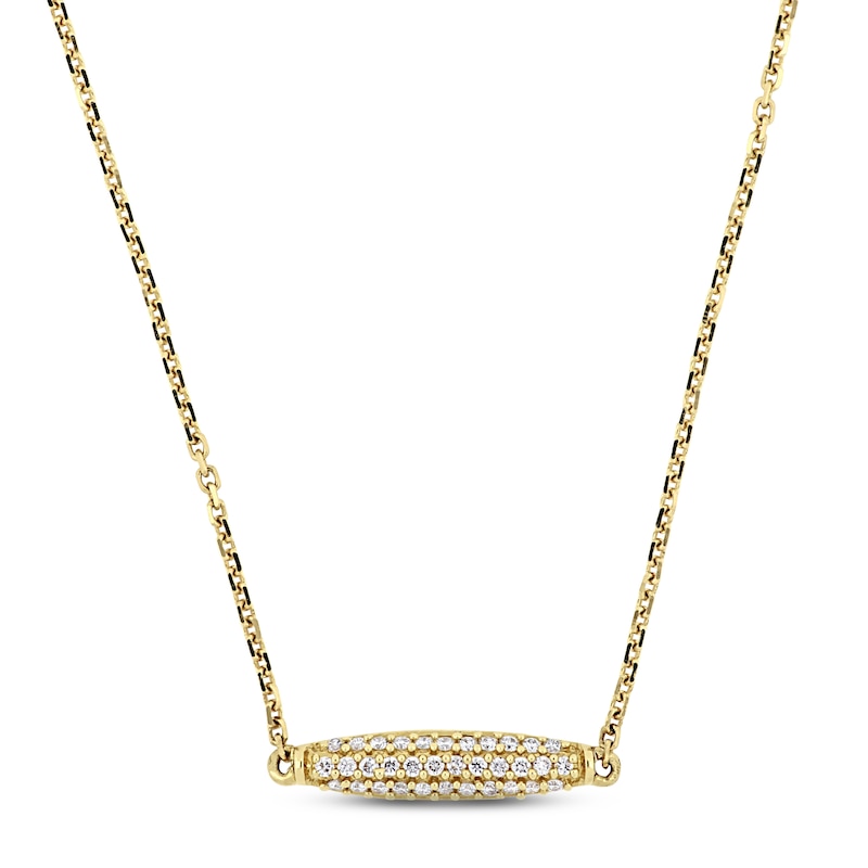 Diamond Bar Necklace 1/10 ct tw Round 14K Yellow Gold 17"