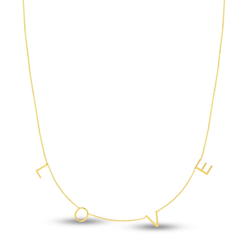 Main Image 1 of Block &quot;LOVE&quot; Necklace 14K Yellow Gold 16&quot; Adj.