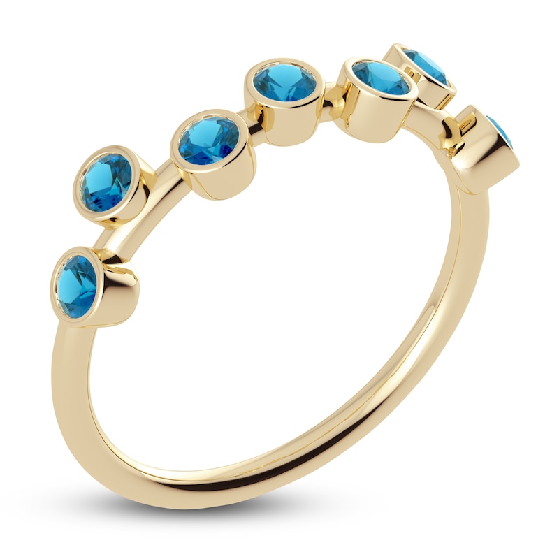 Main Image 2 of Juliette Maison Natural Blue Zircon Ring 10K Yellow Gold